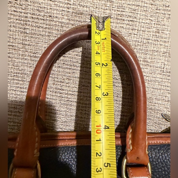 Vintage Dooney & Bourke Navy Pebbled Leather Satchel USA Made Classic Leather - Picture 14 of 16
